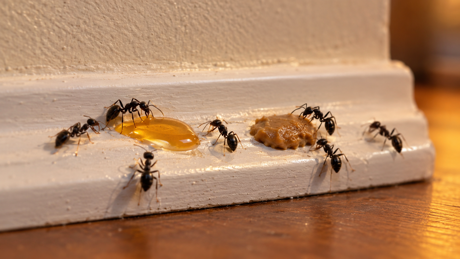 Ants Feeding on Honey and Bait